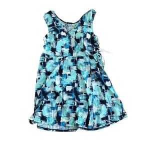 AmberNoon II by Dr. Erum Ilyas QVC Blue Abstract Pattern Swim Dress 14 NWT